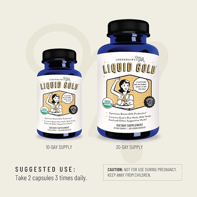 Legendairy Milk Liquid Gold Lactation Support | Lactation Supplement with Organic Goats Rue, Milk Thistle, Shatavari, Fennel, Alfalfa & Anise | Breastfeeding Supplements, 60 Count (Pack of 3)