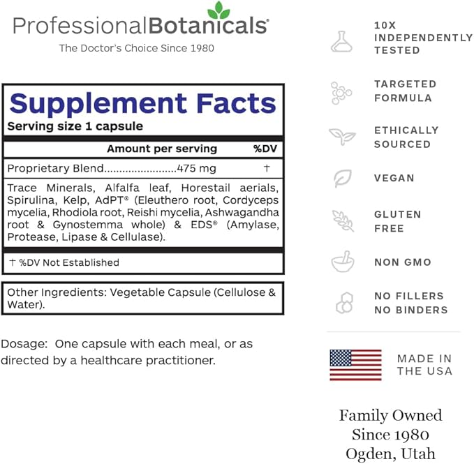 Professional Botanicals Mineral Complex - Trace Minerals, Kelp, Spirulina Nutrient Blend - 90 Vegetarian Capsules