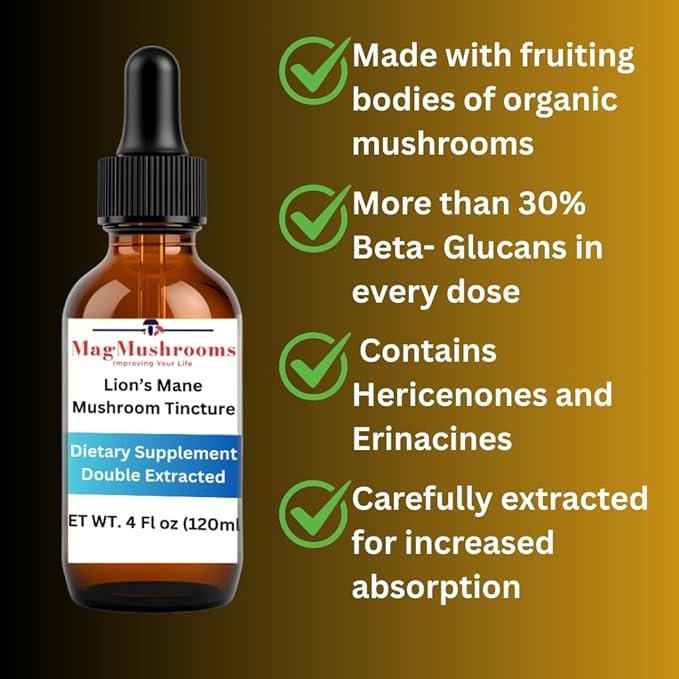 Lion’s Mane Tincture, High Potency, Double Extracted, 120 Daily Doses