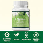 Herbal Connections D-Mannose 1000mg, Veg Capsules, Urinary Tract Cleanse & Bladder Support, 60 Count, Pure Non-GMO Cranberry-Free Monosaccharide, 30 Servings