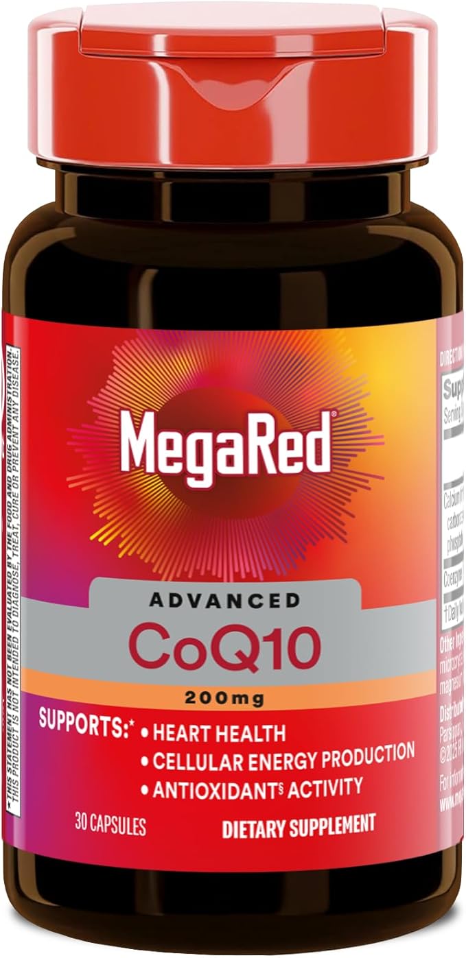 MegaRed Advanced CoQ10 Supplements- 200mg Per Serving, Powerful Antioxidant that Supports Cellular Energy Production and Protects Against Free Radicals*- 30 Coenzyme Q10 Capsules, 30 Servings