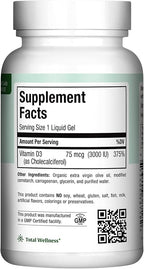 Maxi Health Vitamin D3 3000 IU 75 mcg Vitamin D Supplement for Healthy Bones, Teeth, Immune Support - VIT D3 Supplement Easy to Swallow Non-GMO, Supplement for Men and Women – Kosher 180 Gels