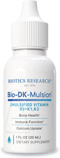 Biotics Research Bio-DK-Mulsion™–Emulsified Liquid Vitamin D and K, D3 Drops 125 mcg & Vitamin K (K1, K2) 300 mcg MK-7–Supports Stronger Bones, Musculoskeletal Strength, Healthy Heart & BMI 1 fl oz