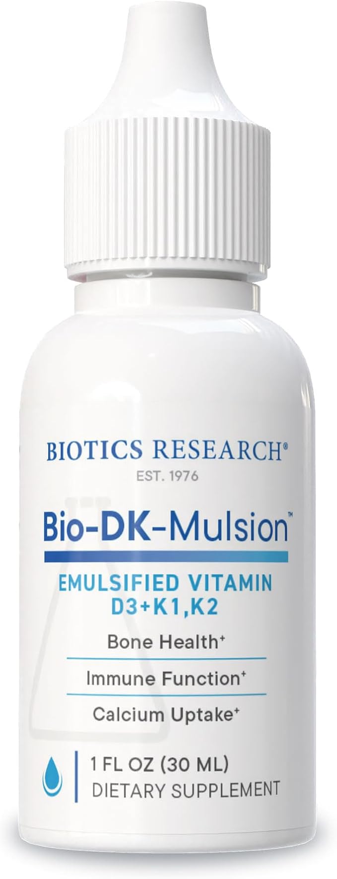 Biotics Research Bio-DK-Mulsion™–Emulsified Liquid Vitamin D and K, D3 Drops 125 mcg & Vitamin K (K1, K2) 300 mcg MK-7–Supports Stronger Bones, Musculoskeletal Strength, Healthy Heart & BMI 1 fl oz
