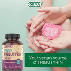 DEVA Vegan Tributyrin Supplement - Butyrate Precursor, Gut Barrier Support, Butyric Acid, 500 MG Vegan Capsules, Leaky Gut Support, Digestion, 90 Count (Pack of 2)
