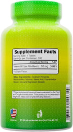 ALFA VITAMINS Vitamin B2 (Riboflavin) 50mg Supplement, Supports Energy Production, Skin, Eyes & Cognitive Health, Non GMO, Gluten Free, Dietary Supplement for Daily Health and Well-Being 100 Tablets