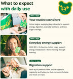 Gruns Adult Super Greens Multivitamin Gummies, Superfood Gummy Vitamins for Women and Men with Spirulina, Chlorella, Adaptogens & Prebiotic Fiber for Digestive Health (28 Count)