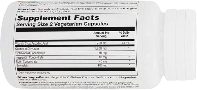 Solaray Mega Quercetin, Healthy Sinus & Immune Support & AMPK Activator, Rutin, Hesperidin & Bromelain, 60 VegCaps