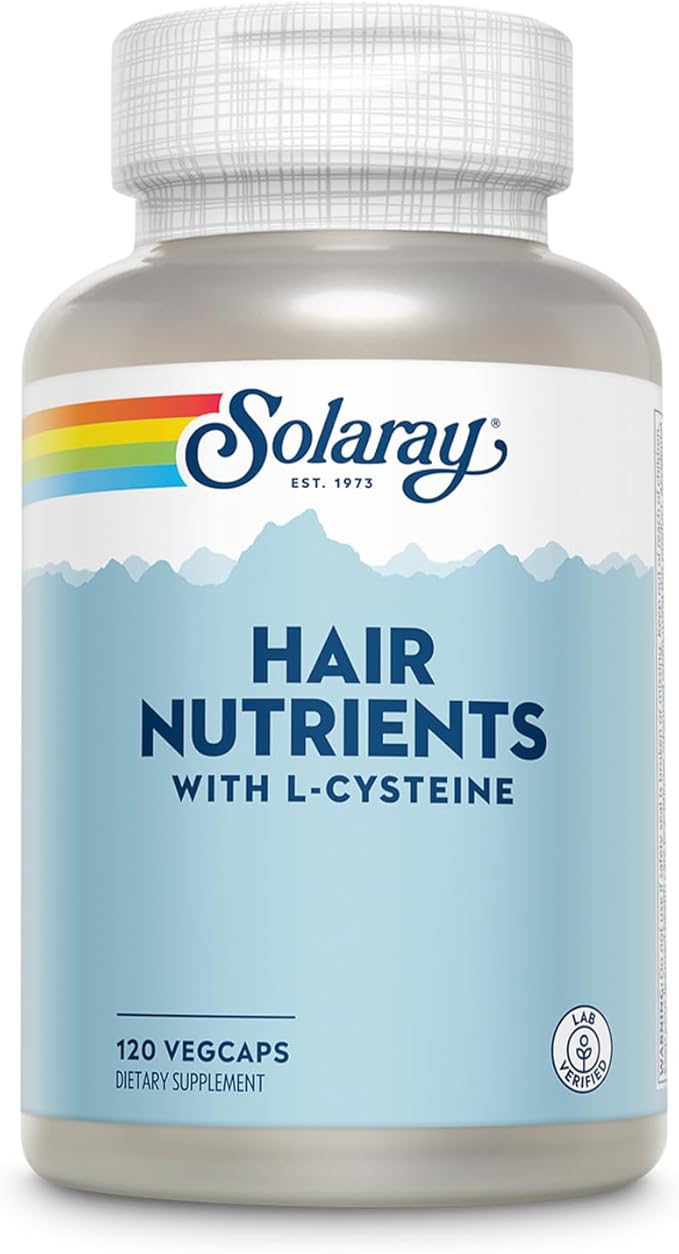 SOLARAY Hair Nutrients Supplement for Women & Men - with Biotin, L-Cysteine Vitamin A, Iron, Zinc, 60 Servings - 120 Veg Caps