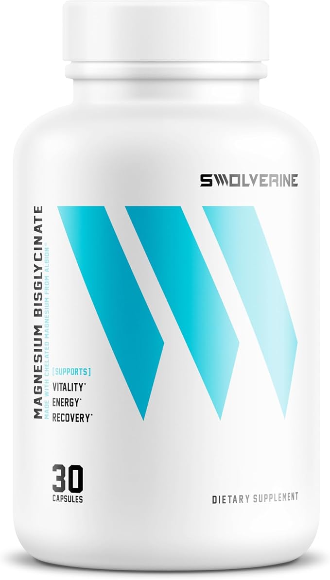 Swolverine® Magnesium Bisglycinate 200mg – TRAACS® Chelated Magnesium from Albion® | Highly Absorbable, Gentle on Stomach (30 Servings)