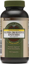 GNC Natural Brand Super Digestive Enzymes, Promotes Protein, Carbohydrate and Fat Digestion, 100 Capsules