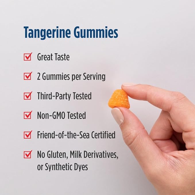 Nordic Naturals Nordic Omega-3 Gummies, Tangerine - 60 Gummies - 82 mg Total Omega-3s with EPA & DHA - Non-GMO - 30 Servings