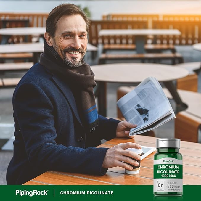 Piping Rock Chromium Picolinate 1000mcg | 360 Tablet Pills | Vegetarian, Non-GMO, Gluten Free Supplement