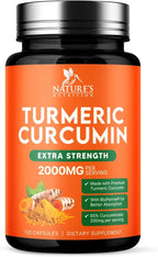 Turmeric Curcumin Supplement - 1800mg Organic Turmeric Per Serving - 95% Curcuminoids & BioPerine Black Pepper Extract for Best Absorption - Natural Vegan Joint Support, Bottled in USA - 120 Capsules