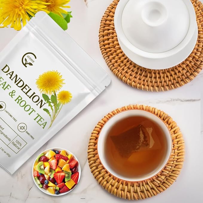 GORNVB Organic Dandelion Leaf & Root Tea, Supports Kidney Function and Healthy Digestion, Caffeine Free, 40 Tea Bags