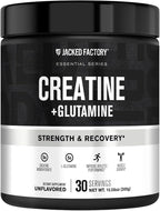 Jacked Factory Creatine + Glutamine - Creatine Supplement with L-Glutamine for Muscle Recovery, Muscle Growth, Increased Strength, Enhanced Energy Output, and Gut Health - 30 Servings, Unflavored