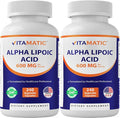 Vitamatic Alpha Lipoic Acid (ALA) 600mg Per Serving - 240 Vegetable Capsules - 120 Servings - Non-GMO & Gluten Free-2 Pack