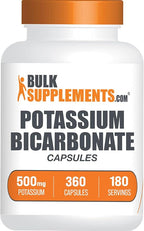 BulkSupplements.com Potassium Bicarbonate Capsules - Potassium Bicarbonate Supplement, 500mg of Potassium - Essential & Gluten Free, 2 Capsules per Serving, 360 Capsules (Pack of 1)