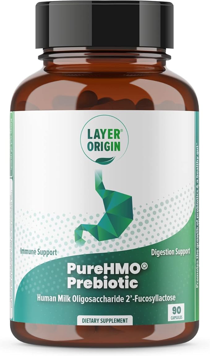 Layer Origin PureHMO Human Milk Oligosaccharide (HMO 2'-FL) Prebiotic Fiber - Feed 180 Billion Probiotics/Serving, 30-Day Supply