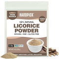 HANDPICK Licorice Root Powder (226g/8oz) Non GMO, Gluten Free, 100% Raw Ground Mulethi, Sourced from India, Glycyrrhiza Glabra, Packed in Resealable Ziplock Pouch
