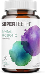 SuperTeeth Oral Probiotics for Mouth Bad Breath & Cavities, Oral Defense Dental Probiotic to Support Healthy Teeth & Gums, Lactobacillus Reuteri Chewable for Kids & Adults, 30 Mint Tablets