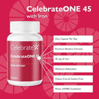 Celebrate Vitamins CelebrateONE 45, 45mg Iron - Once Daily Bariatric Multivitamin, Essential Vitamins & Minerals - Gastric Bypass & Sleeve Gastrectomy Supplement (30 Capsules)