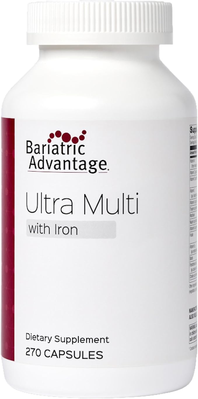 Bariatric Advantage Ultra Multivitamin with Iron - Ultra Multi with Iron - Capsule Format Multivitamin - Provides Full Complex of B Vitamins - with Vitamin C, Chromium & More - 270 Capsules