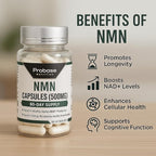 Probase Nutrition Longevity Pure NMN Capsules 60 Count (500mg Each) - Ultra-Pure, Fully Stabilized, Pharmaceutical Grade NMN to Boost NAD+, Nicotinamide Mononucleotide Capsules (Packaging May Vary)