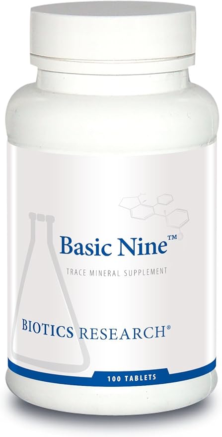 Biotics Research Basic Nine Whole Food Sourced Rare Trace Minerals, Phytochemically Bound, Includes Antioxidants SOD and Catalase, 100 Tablets