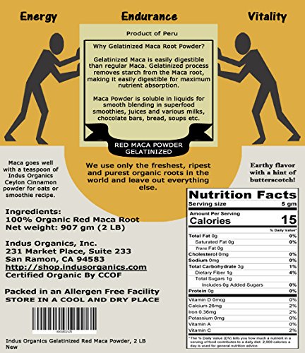 Red Maca Powder, 2 Lb Bag, Gelatanized, Pre-Washed, Premium Quality, Non-GMO, Freshly Packed LOT#22030594