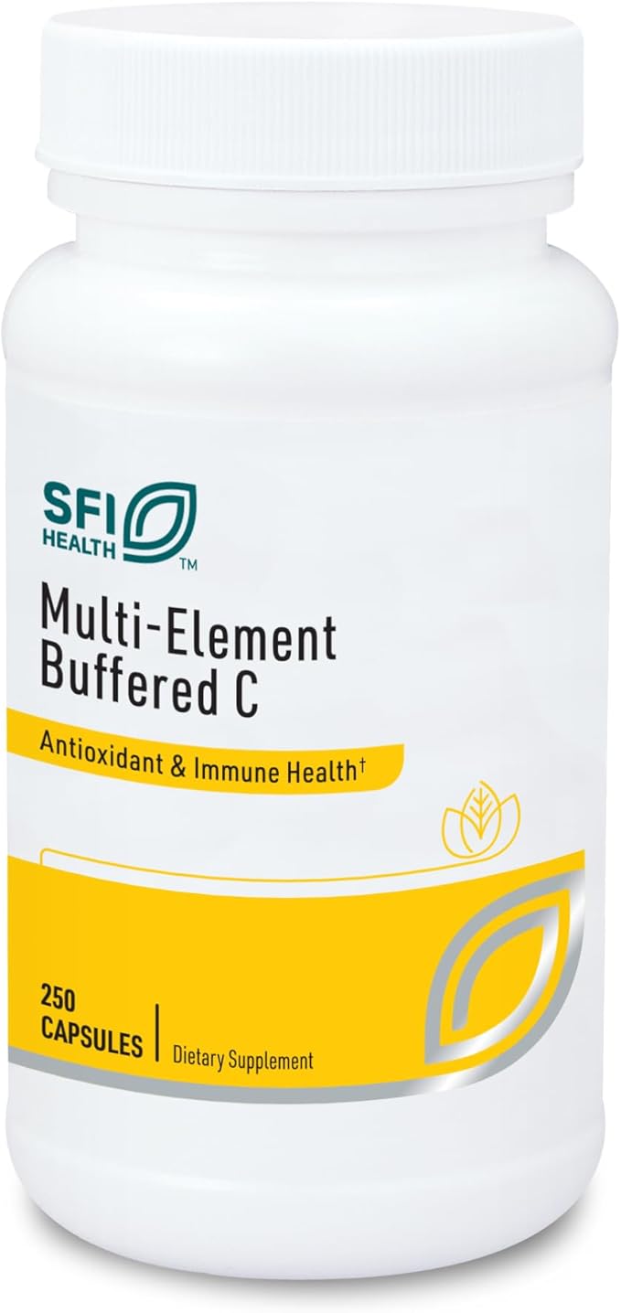 SFI Health Klaire Labs Buffered Vitamin C Capsules with Quercetin Bioflavonoids & L-Glutathione to Support Immune Function & Antioxidant Protection - Hypoallergenic & Gentle on Stomach (250 Capsules)