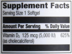 Amazon Elements Vitamin D3, 5000 IU, 180 Softgels, 6 Month Supply (Packaging May Vary), Supports Strong Bones and Immune Health (Pack of 2)
