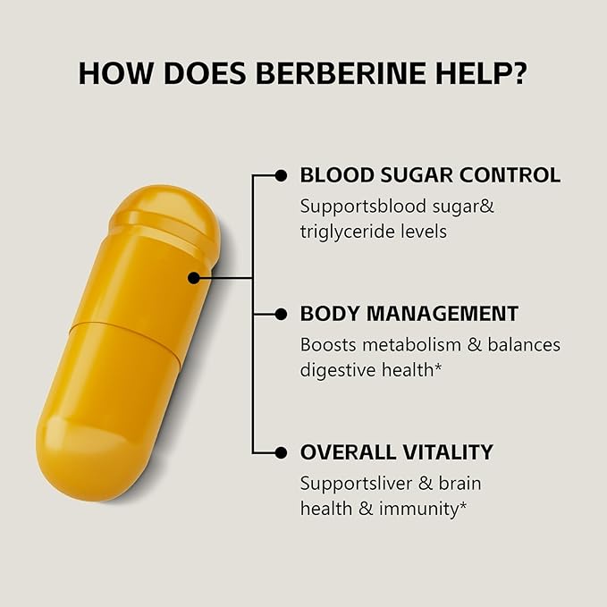 Berberine HCl Supplement with Ceylon Cinnamon & Citrus Bergamot – Botanical Formula for Daily Wellness – 120 Vegan Capsules
