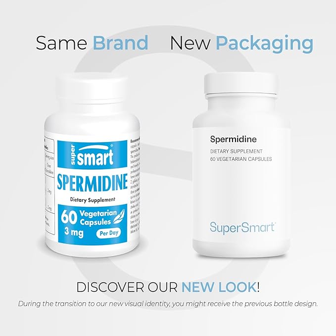 Supersmart - Spermidine 3mg per Day - Rice Starch Extract Supplement | Non-GMO & Gluten Free - 60 Vegetarian Capsules