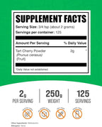 BulkSupplements.com Tart Cherry Powder - Fruit Powder, Tart Cherry Supplements - Antioxidant Source, Gluten Free & No Added Sugar, 2g per Serving, 250g (8.8 oz) (Pack of 1)