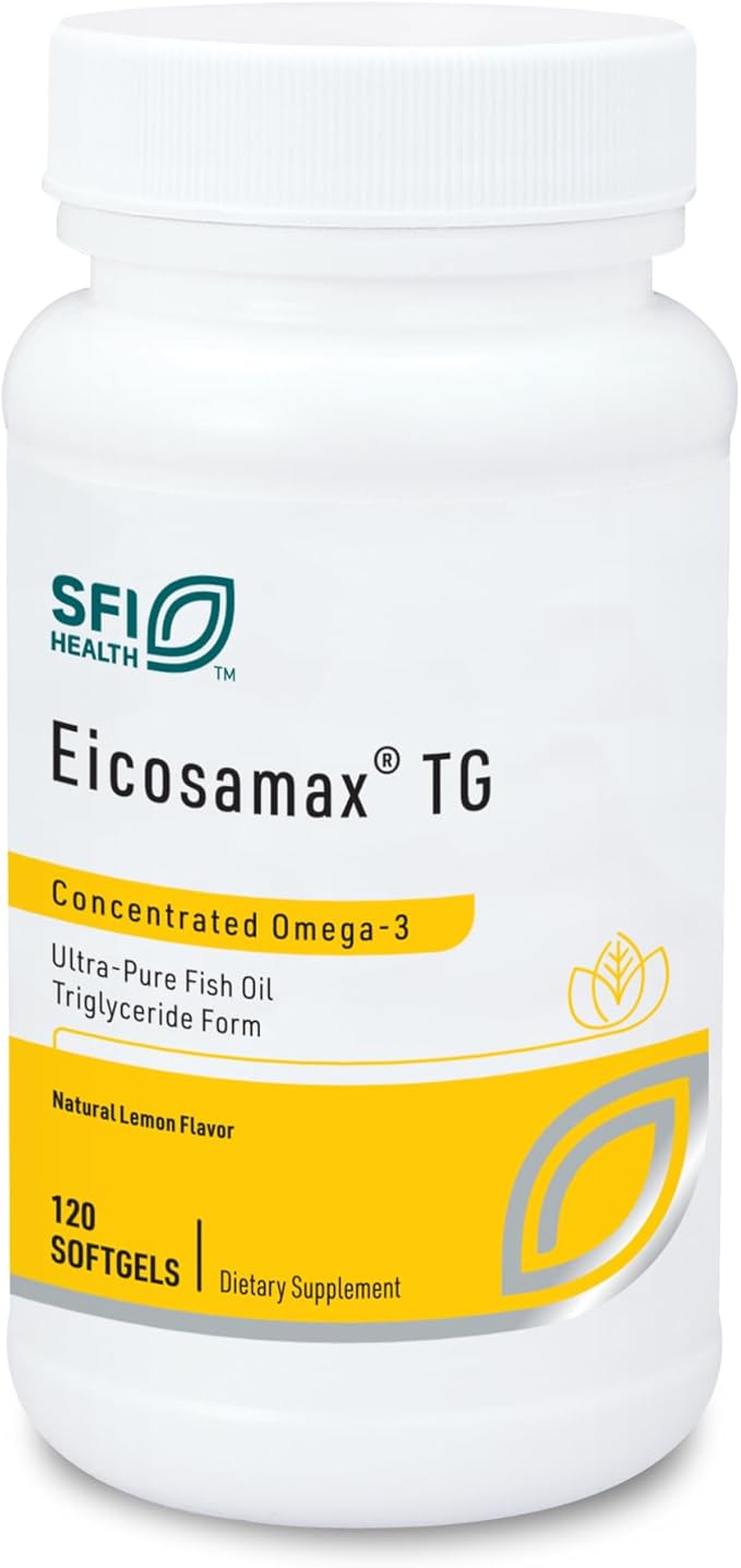 Klaire Labs SFI Health Eicosamax TG Fish Oil Pills with EPA/DHA - Omega-3 Fatty Acids to Support Brain & Heart Function - Natural Lemon Flavor to Help Reduce Fishy Burps or Aftertaste (120 Softgels)