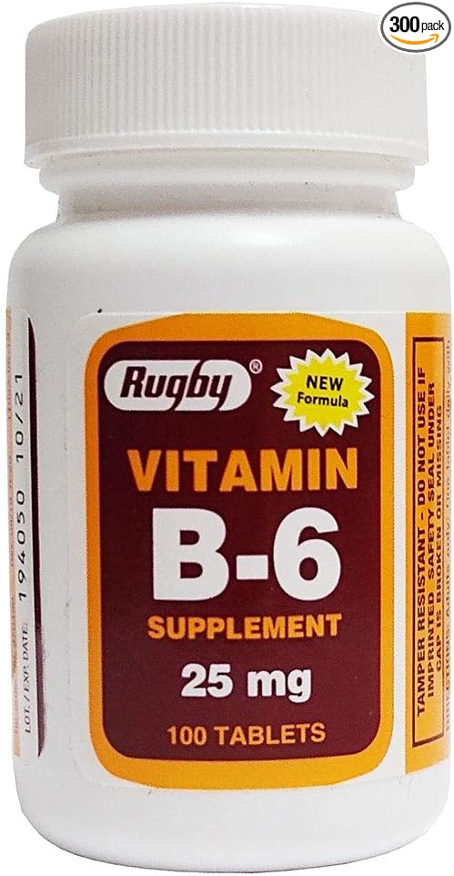 Vitamin B-6 25 mg, 100 Tablets, Watson Rugby - Buy Packs and Save (Pack of 3)