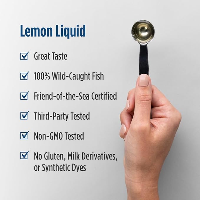 Nordic Naturals ProOmega Liquid, Lemon Flavor - 8 oz - 2840 mg Omega-3 - High Potency Fish Oil with EPA & DHA - Promotes Brain, Eye, Heart, & Immune Health - Non-GMO - 48 Servings