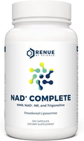 Renue By Science NAD+ Complete | 120 Liposomal NAD Supplement Capsules with NMN, NR & Trigonelline - 310mg NMN & 160mg NAD per Serving | Bioavailable Formula for Increased Absorption | Made in the USA