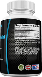 Alpha Lipoic Acid Plus Acetyl L-Carnitine Antioxidant Supplement ALA ALC for Healthy Brain Function & Muscle Strength, Focus, Memory & Cognitive Function for Women & Men - 60 Capsules by Neonutrix