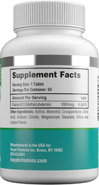 HAYAT Vitamins Vegan Natural Vitamin B12 1000 MCG, Dietary Supplement for Energy Metabolism Support, 2 Month Supply, All Natural, Certified Halal, 60 Tablets, Made in The USA