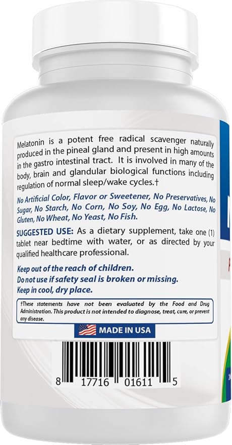 Best Naturals Melatonin 12 mg (1 Year Supply) - Drug-Free Nighttime Sleep Aid - Melatonin for Sleep and Relaxation, 365 Count (365 Count (Pack of 1))