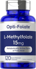 Carlyle L Methylfolate 15mg | 120 Capsules | Value Size | Max Potency | Optimized and Activated | Non-GMO, Gluten Free Supplement | Methyl Folate, 5-MTHF | by Opti-Folate