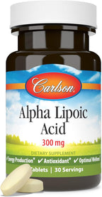 Carlson - Alpha Lipoic Acid, 300 mg, Energy Production, Universal Antioxidant, 30 Tablets (Pack of 2)