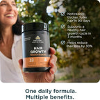 Ancient Nutrition Hair Growth Multivitamin – Supports Thicker Hair, Less Shedding, Smoother Skin & Stronger Nails – with Solubilized Keratin, Powered by Peptides, 22 Vitamins & Minerals – 30 Servings