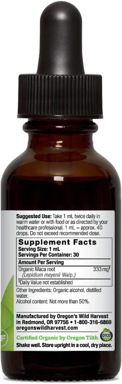Oregon's Wild Harvest 1:3 Organic Maca Root Extract, 1 Fluid Ounce