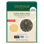 VAHDAM, First Flush Darjeeling Tea - 170+ Cups (340g/12oz) Loose Leaf Black Tea - Flowery, Aromatic & Delicious | Mellow & Fragrant | Vacuum Sealed Pack