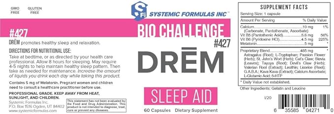 Systemic Formulas: #427 - DReM - Sleep Aid