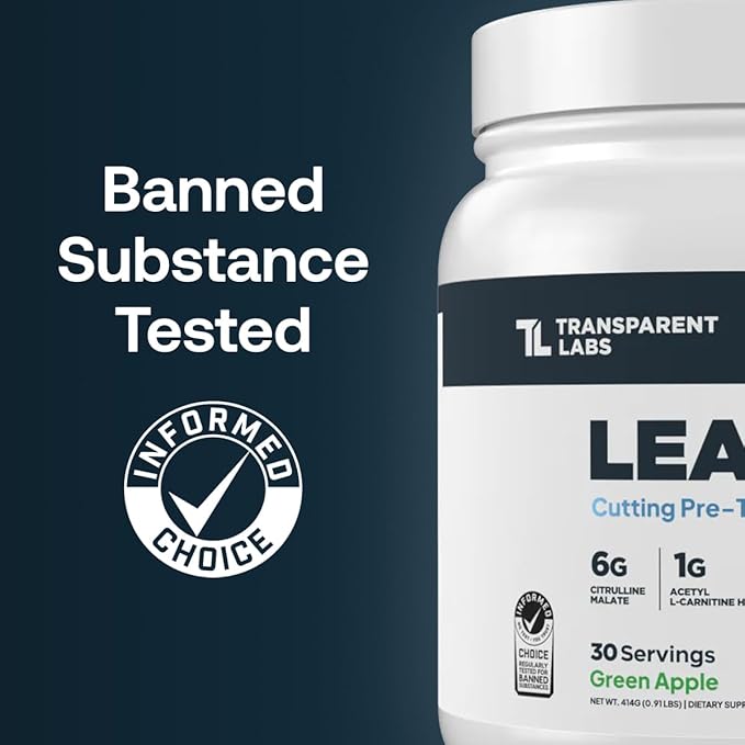 Transparent Labs Lean Pre-Workout - Body Recomposition Pre Workout for Men and Women with Acetyl L-Carnitine, Beta Alanine Powder, & PurCaf Organic Caffeine Powder - 30 Servings, Tropical Punch