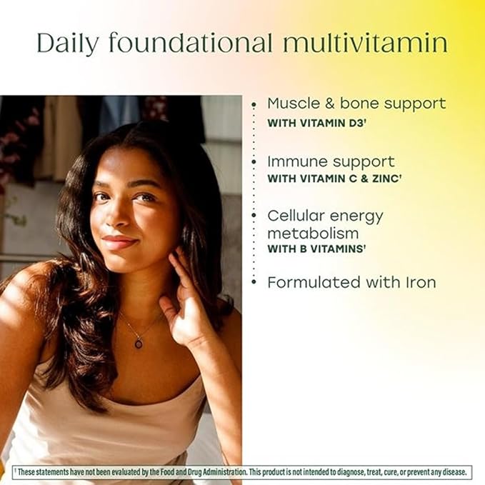 MegaFood One Daily Multivitamin for Women and Men, Immune Support Supplement with Real Food, Vitamin C & Vitamin B, Bone Health, Cellular Energy Metabolism, Vegetarian, Non-GMO, 60 Tablets